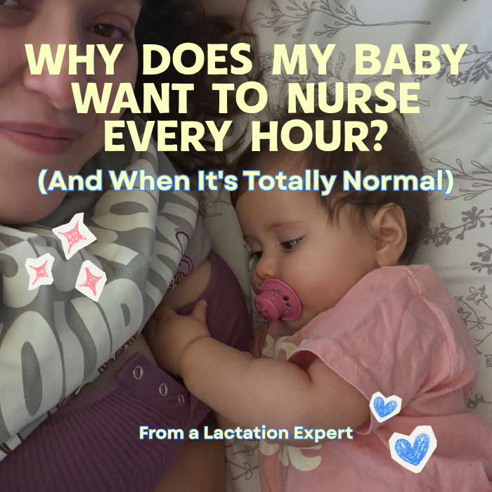 Mom breastfeeding her newborn who wants to nurse every hour